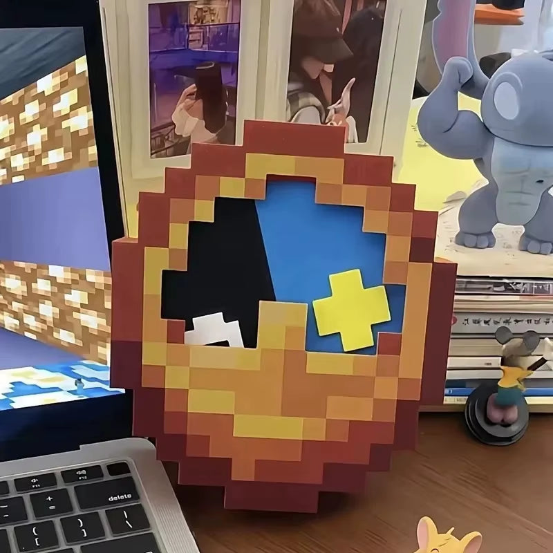 24/12-Hour Mosaic Clock High-Quality Pixel-Style Mc Annoying Villagers Game Clock Sun - Moon Swingable Clock Wall Desk Decor