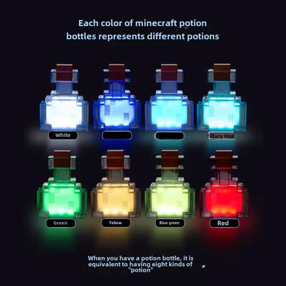 MC Color Changing Potion Bottle Night Light - Set of 8 Models, USB Powered Mood Light & Decor Ambient Glow Lamp Pixel Game