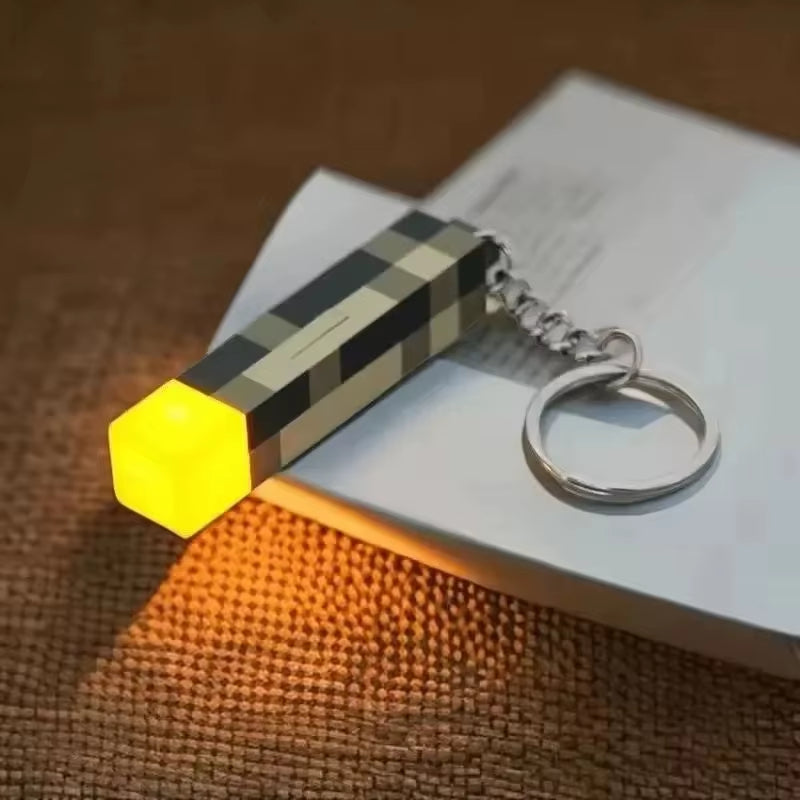 MC Game Mini Torch Flashlight LED Light USB Rechargeable Torch Keychain Backpack Pendant Gifts Miniature Ornament