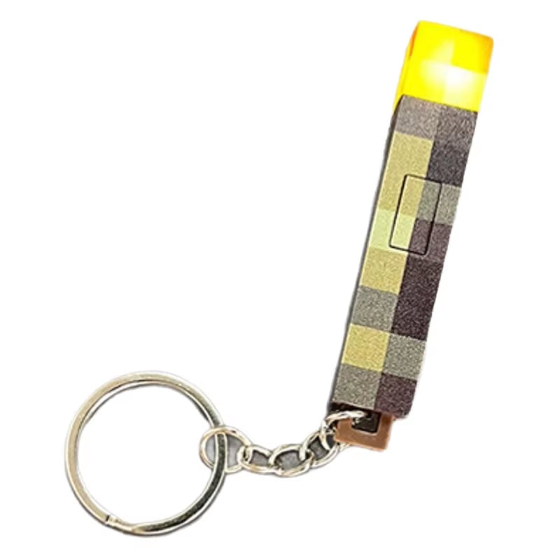 MC Game Mini Torch Flashlight LED Light USB Rechargeable Torch Keychain Backpack Pendant Gifts Miniature Ornament