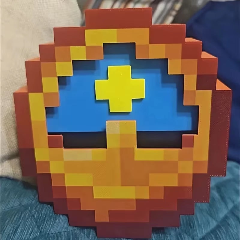 24/12-Hour Mosaic Clock High-Quality Pixel-Style Mc Annoying Villagers Game Clock Sun - Moon Swingable Clock Wall Desk Decor